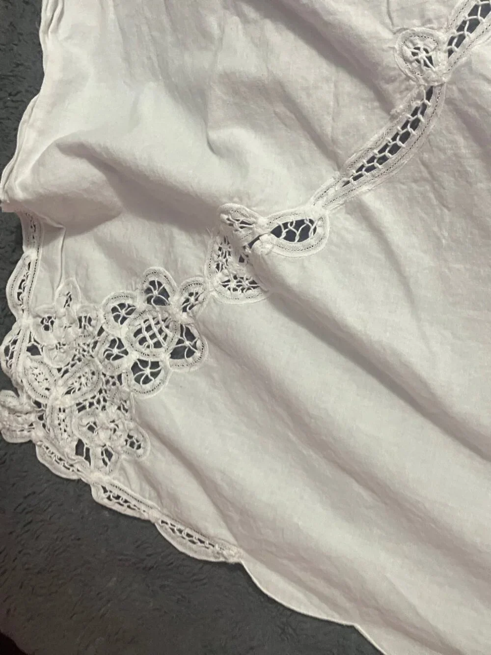 Vintage Battenburg Lace Cotton Large Tablecloth